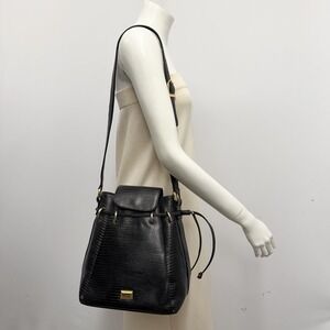 Vintage Gianfranco Ferre Leather Shoulder Bag Feedbag Purse Black Needs Some TLC